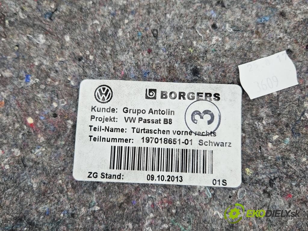 Vw Passat B8 2014 - 1.4 tsi 125 HP manual 92 kW 1395 cm3 4- Čalounictví: dvere predné pravé 3G1867410