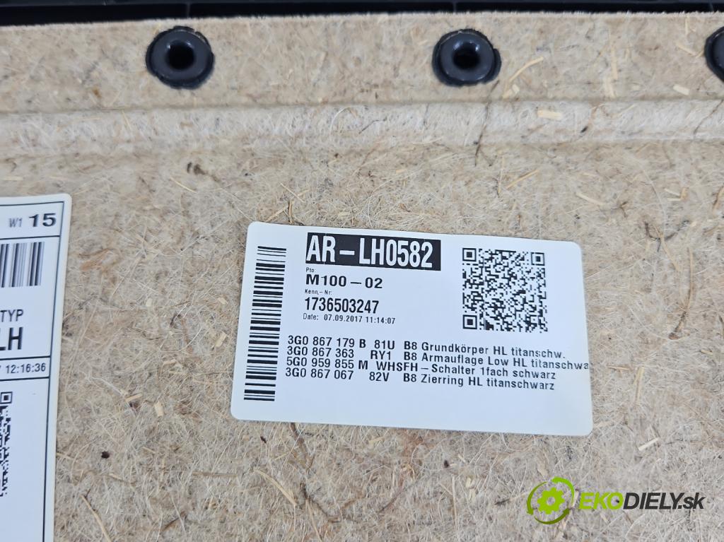 Vw Passat B8 2014 - 1.4 tsi 125 HP manual 92 kW 1395 cm3 4- Čalounictví: dvere zadné ľavé 3G0867419