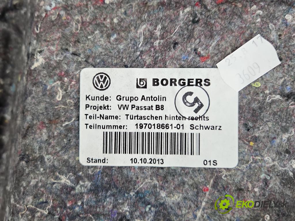 Vw Passat B8 2014 - 1.4 tsi 125 HP manual 92 kW 1395 cm3 4- Čalounictví: dvere zadné pravé