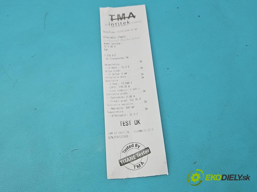 Vw Transporter T4 1990-2003 2.5 TDI 88 HP manual 65 kW 2461 cm3 5- Alternator 074903025K (Alternátor)