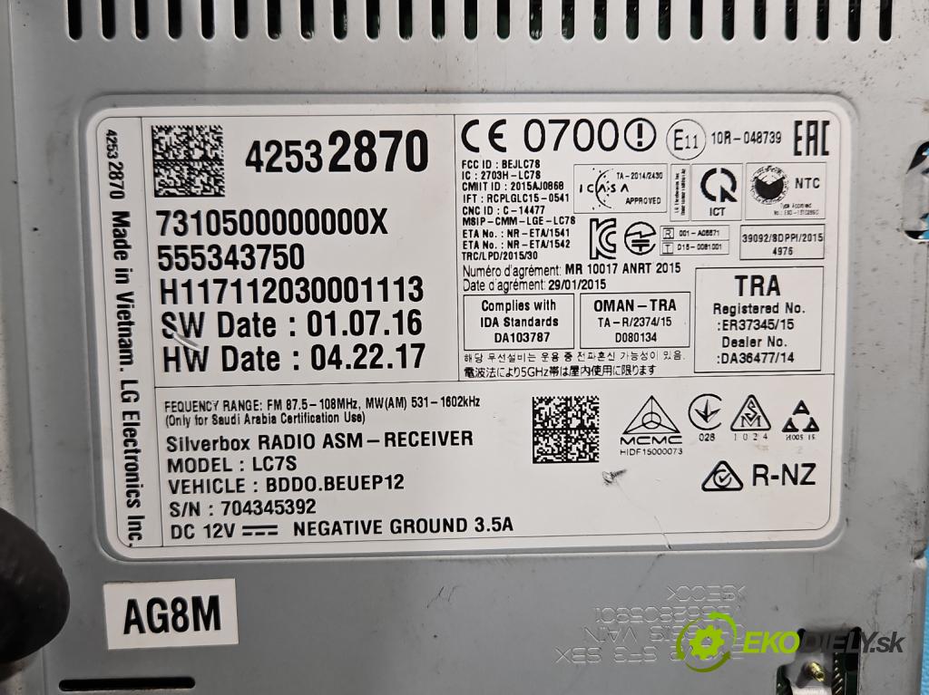 Opel Astra V  2015-2022 1.4 T 125 hp manual 92 kW 1399 cm3 5- Radio továrna: 42532870