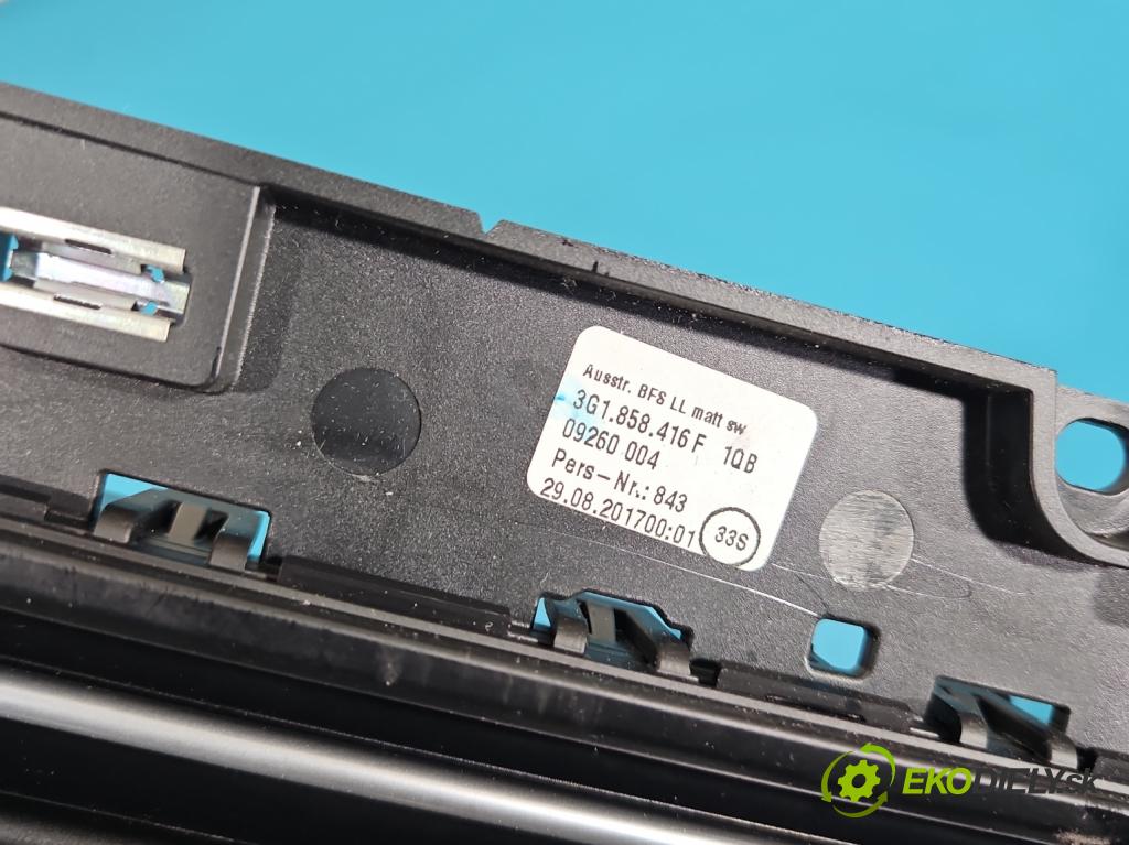 Vw Passat B8 2014 - 1.4 tsi 125 HP manual 92 kW 1395 cm3 4- Mřížka: kúrenia stredová 3G1858416 (Mriežka kúrenia (fukár))