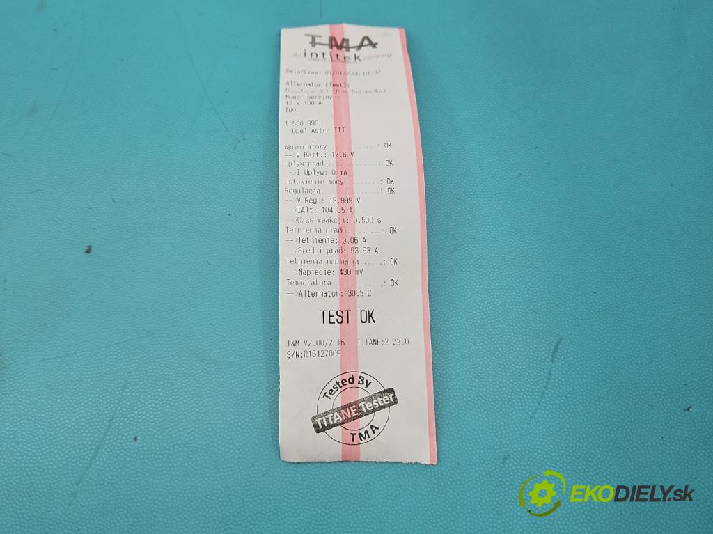 Opel Astra III 2004-2014 1.6 16V 116 HP manual 85 kW 1598 cm3 5- Alternator 0124325163 (Alternátor)