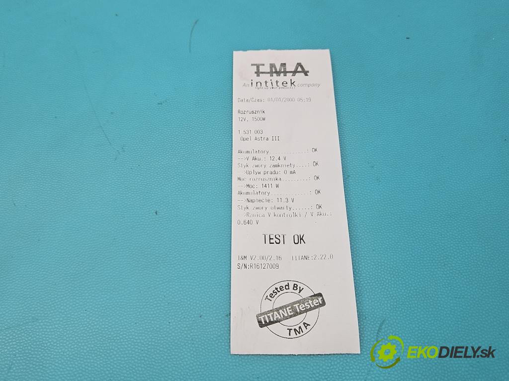Opel Astra III 2004-2014 1.6 16V 116 hp manual 85 kW 1598 cm3 5- startér:  (Startér)