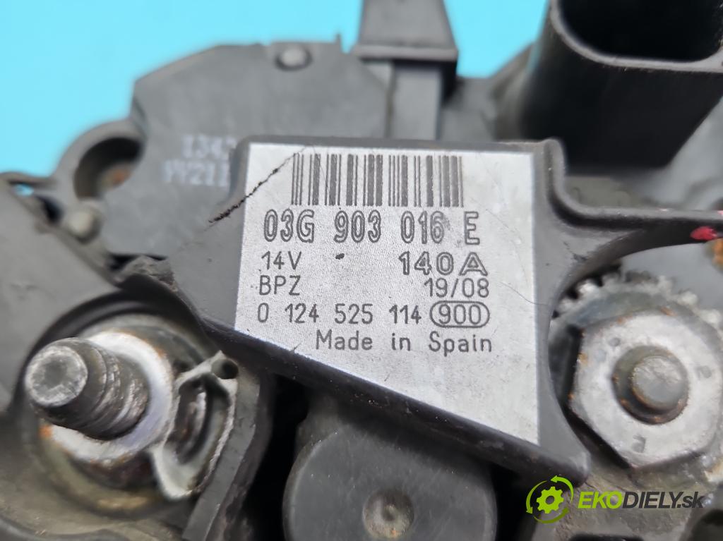Audi A4 B8 2007-2015 2.0 TDI (CAGA) 143 HP manual 105 kW 1968 cm3 5- Alternator 03G903016E (Alternátor)
