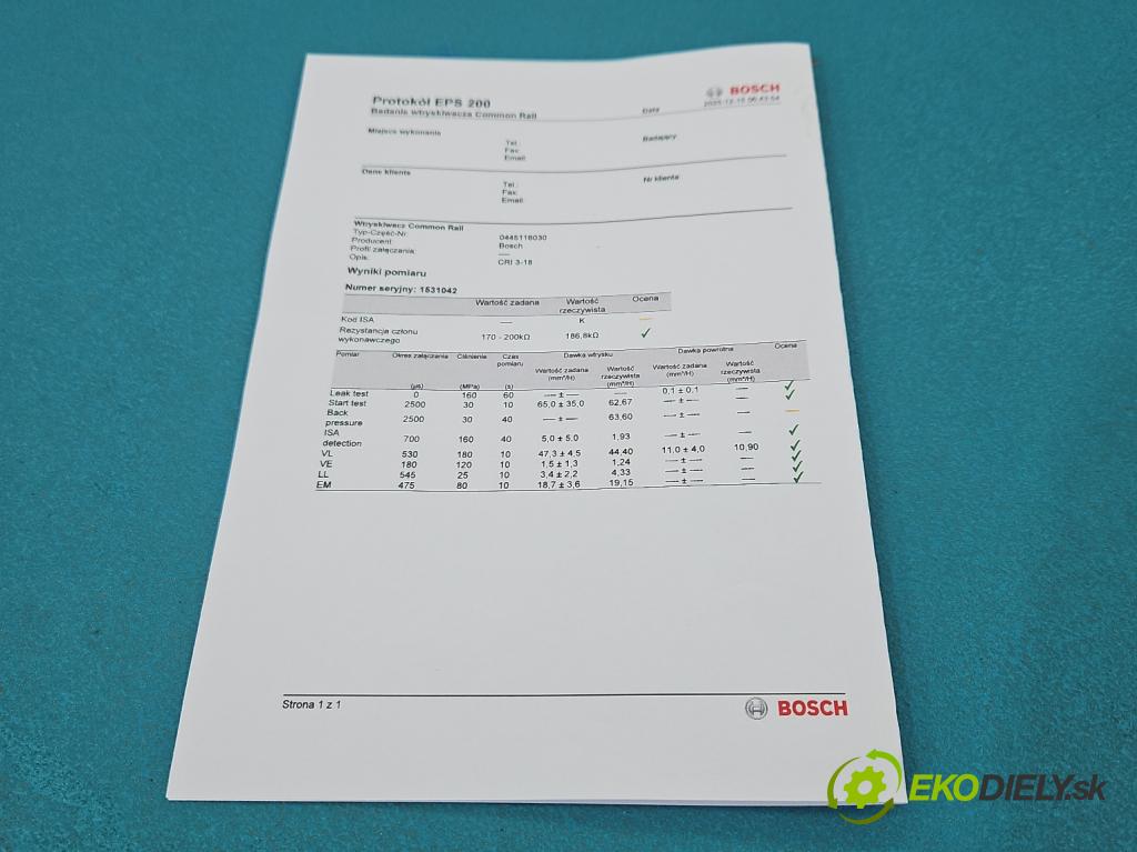 Audi A4 B8 2007-2015 2.0 TDI (CAGA) 143 HP manual 105 kW 1968 cm3 5- vstrek 0445116030 (Vstrekovač paliva)