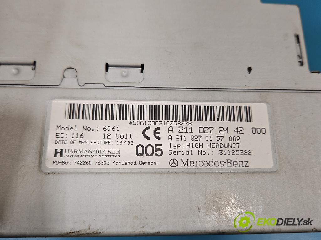 Mercedes E W211 2002-2009 3.2 cdi 204 HP automatic 150 kW 3222 cm3 5- Radio originál A2118272442