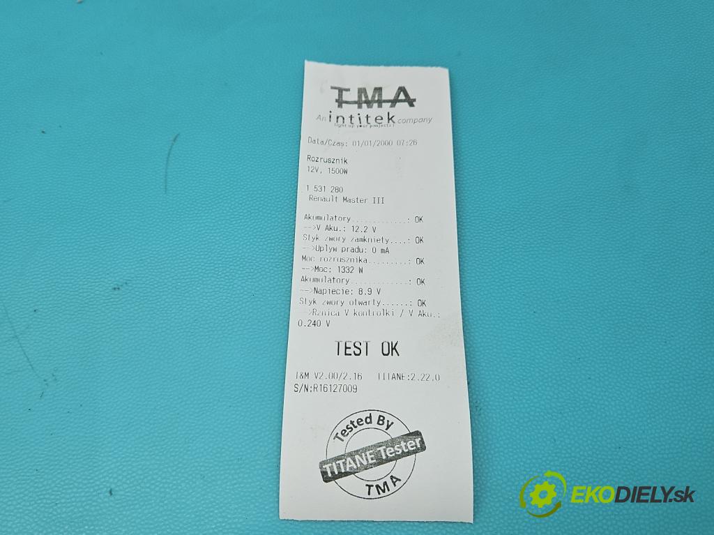 Renault Master III 2010-2024 2.3 DCI 163 hp manual 120 kW 2299 cm3 3- startér: 25J5 (Startér)