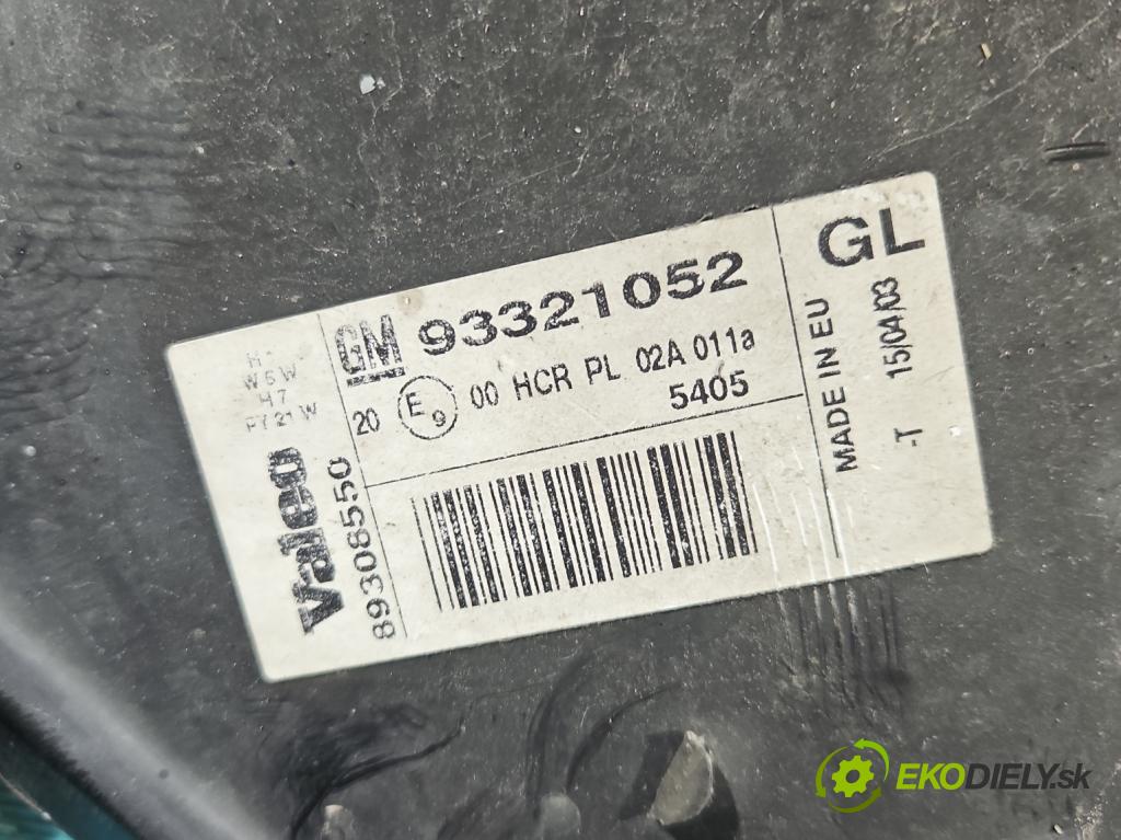 Opel Meriva A 2002-2010 1.6 16v 101 HP manual 74 kW 1598 cm3 5- Reflektor: ľavý 93321052 (Kľučka dverí ostatné)