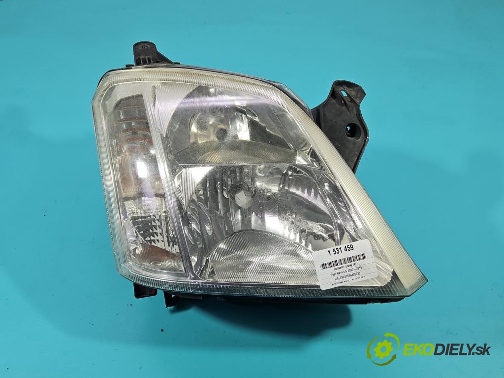 Opel Meriva A 2002-2010 1.7 dti 75 HP manual 55 kW 1686 cm3 5- Reflektor: pravý  (Svetlo predné pravé)