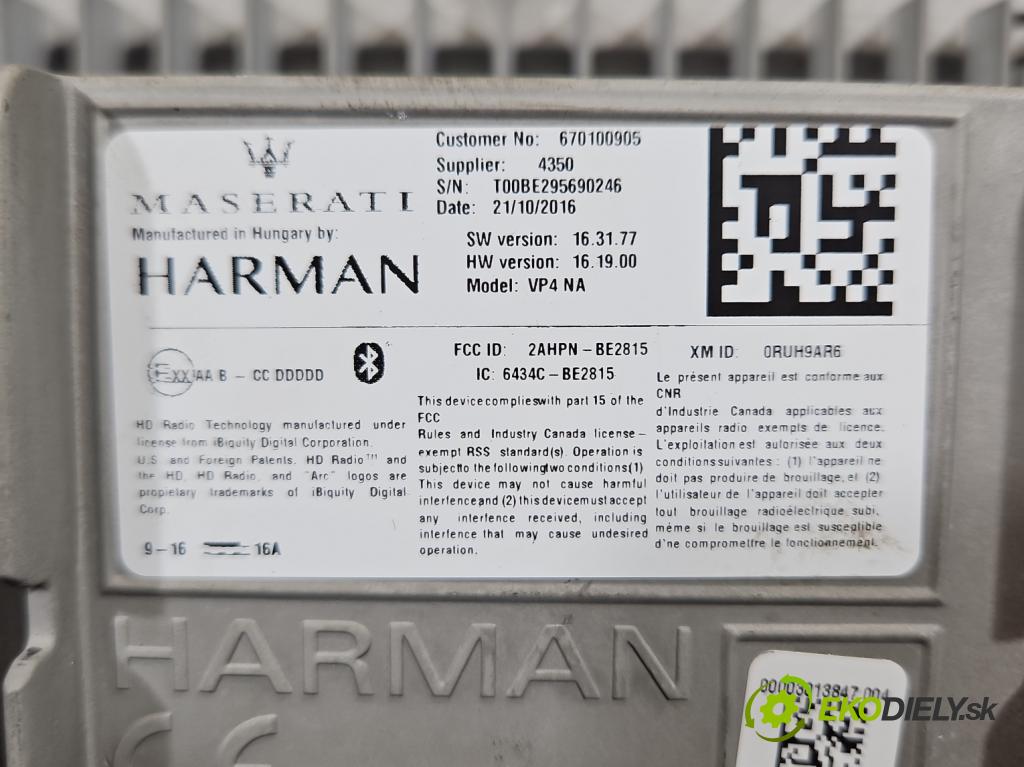 Maserati Quattroporte VI 13- 3.0 V6 automatic 301 kW 2979 cm3 4- Zobrazit: 670100905 (Prístrojová doska)