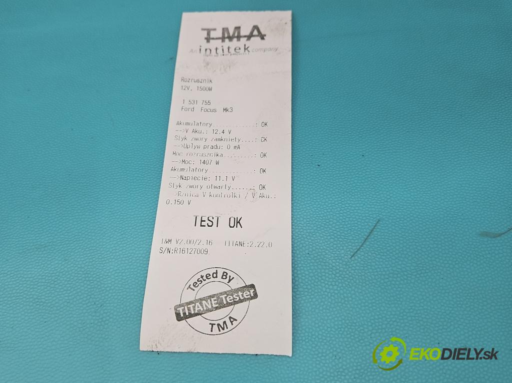 Ford Focus Mk3 2010-2018 1.6 16v 105 HP manual 77 kW 1596 cm3 5- štartér 7G9N-11000-AC (Štartér)