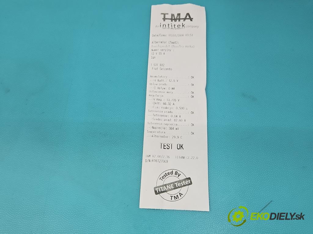 Fiat Seicento 0.9 39 HP manual 29 kW 899 cm3 3- Alternator (Alternátor)