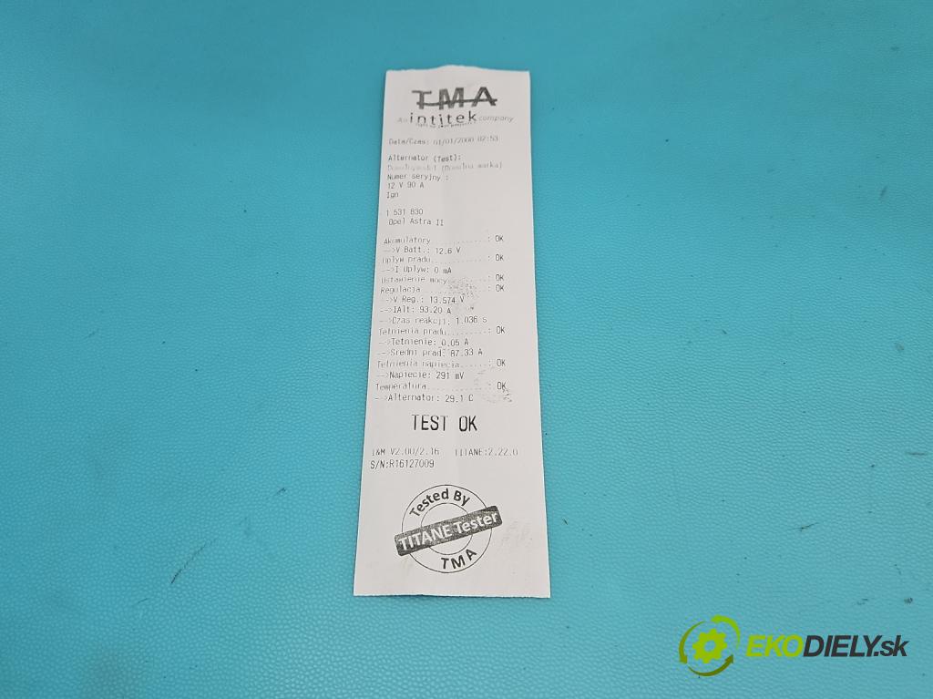 Opel Astra II 1998-2009 1.7 DTL 68 HP manual 50 kW 1700 cm3 4- Alternator 0124225009 (Alternátor)