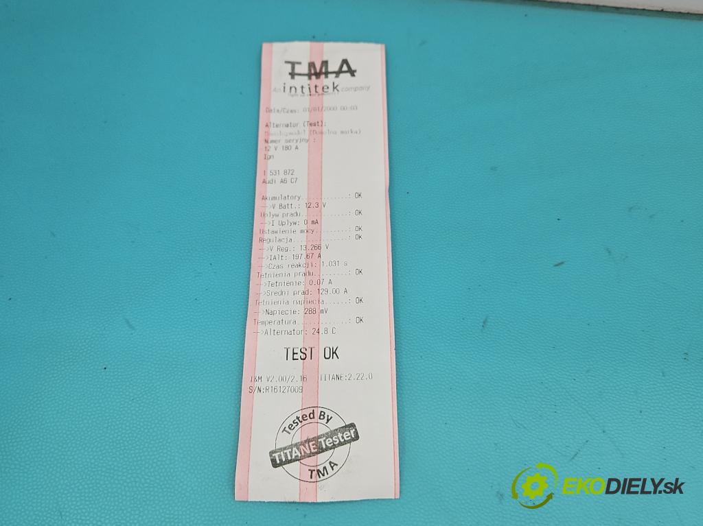 Audi A6 C7 2011-2018 3.0 TDI 204 HP automatic 150 kW 2967 cm3 5- Alternator 059903018T (Alternátor)