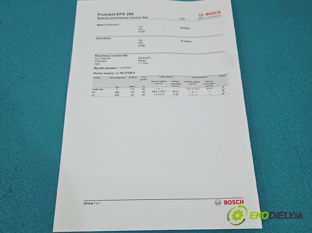 Toyota Rav4 II 2000-2005 2.0 D4D 116 HP manual 85 kW 1995 cm3 5- vstrek 23670-27030 (Vstrekovač paliva)