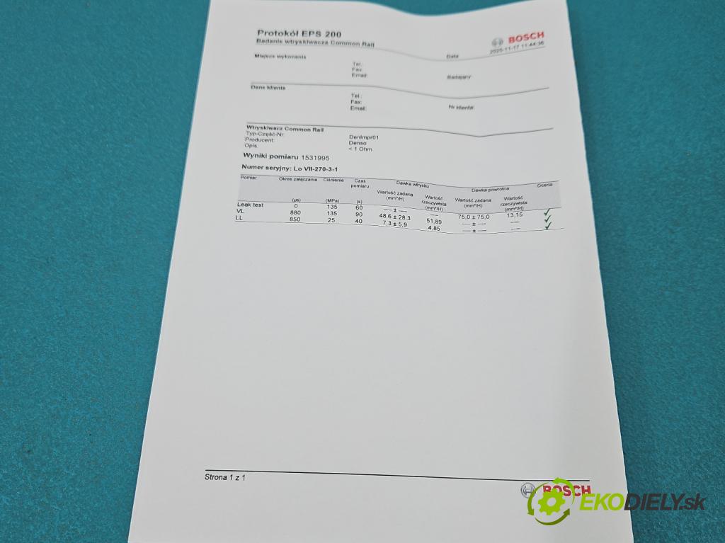 Opel Astra IV 2009-2015 1.7 CDTI 125 HP manual 92 kW 1686 cm3 5- vstrek 8-97376270-3 (Vstrekovač paliva)