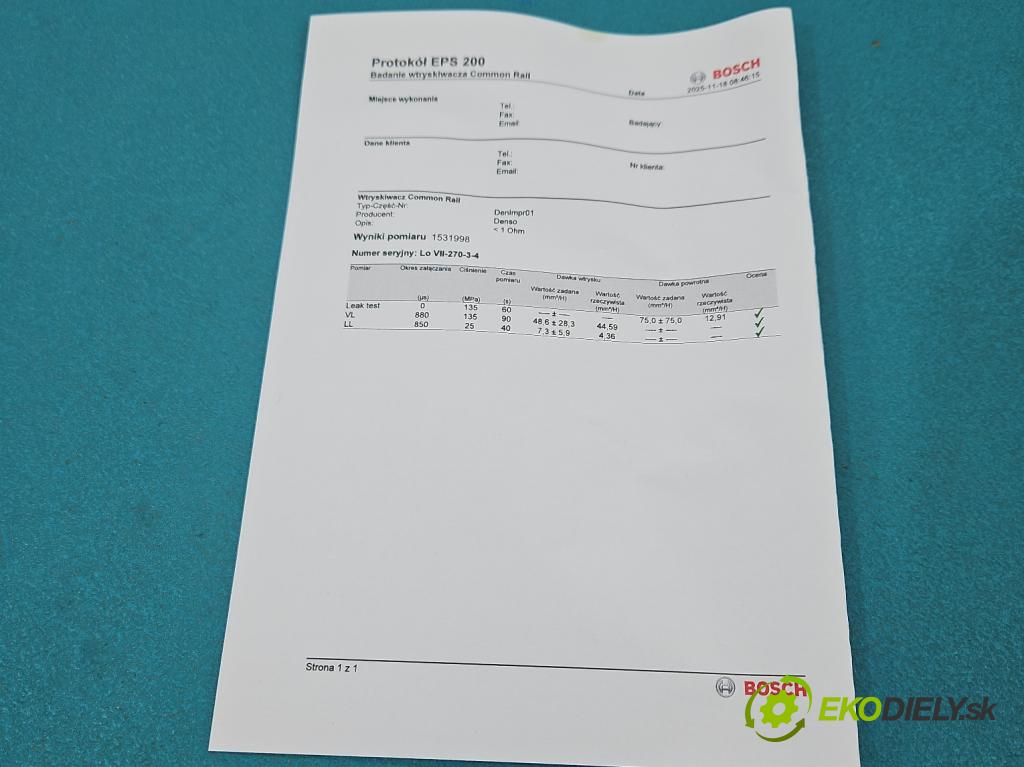 Opel Astra IV 2009-2015 1.7 CDTI 125 HP manual 92 kW 1686 cm3 5- vstrek 8-97376270-3 (Vstrekovač paliva)