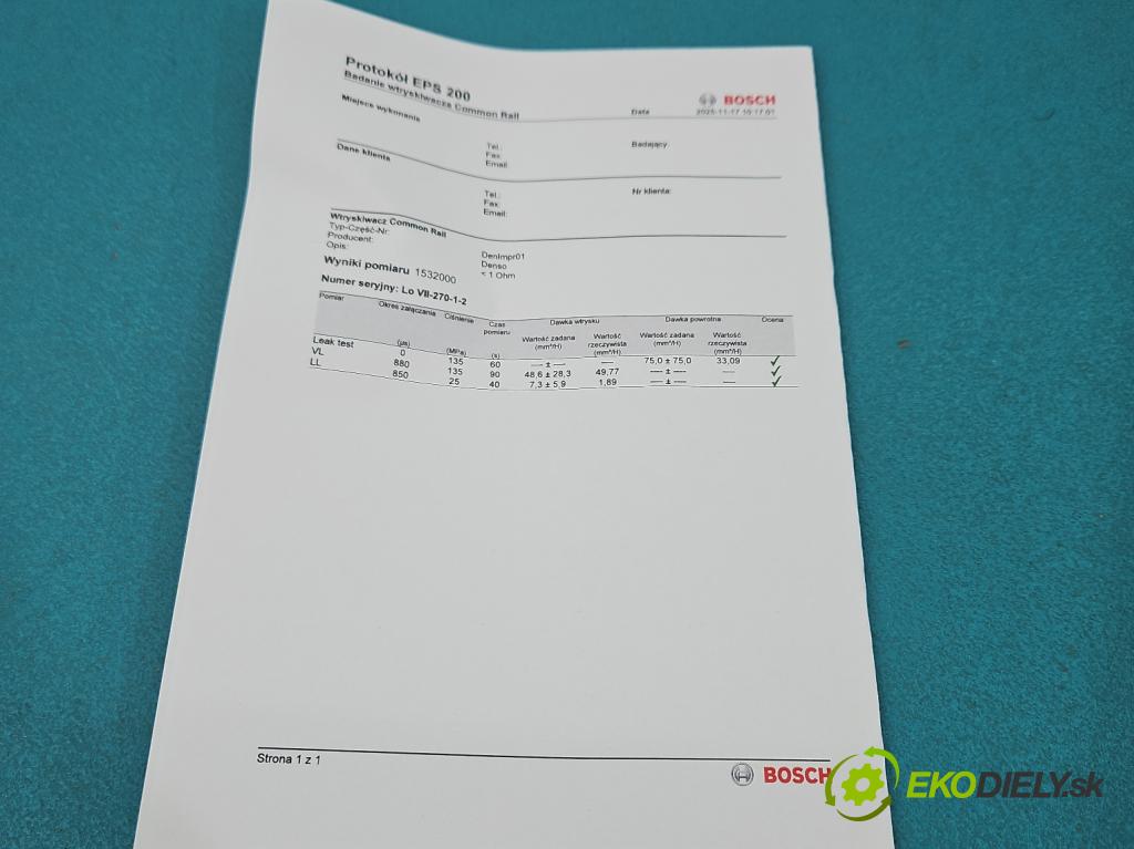 Opel Astra III 2004-2014 1.7 CDTI 110 HP manual 81 kW 1686 cm3 5- vstrek 8-97376270-1 (Vstrekovač paliva)