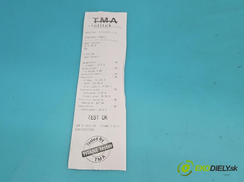 Opel Corsa E 2014-2019 1.4 16V 90 HP manual 66 kW 1398 cm3 5- Alternator MS1042113591 (Alternátor)