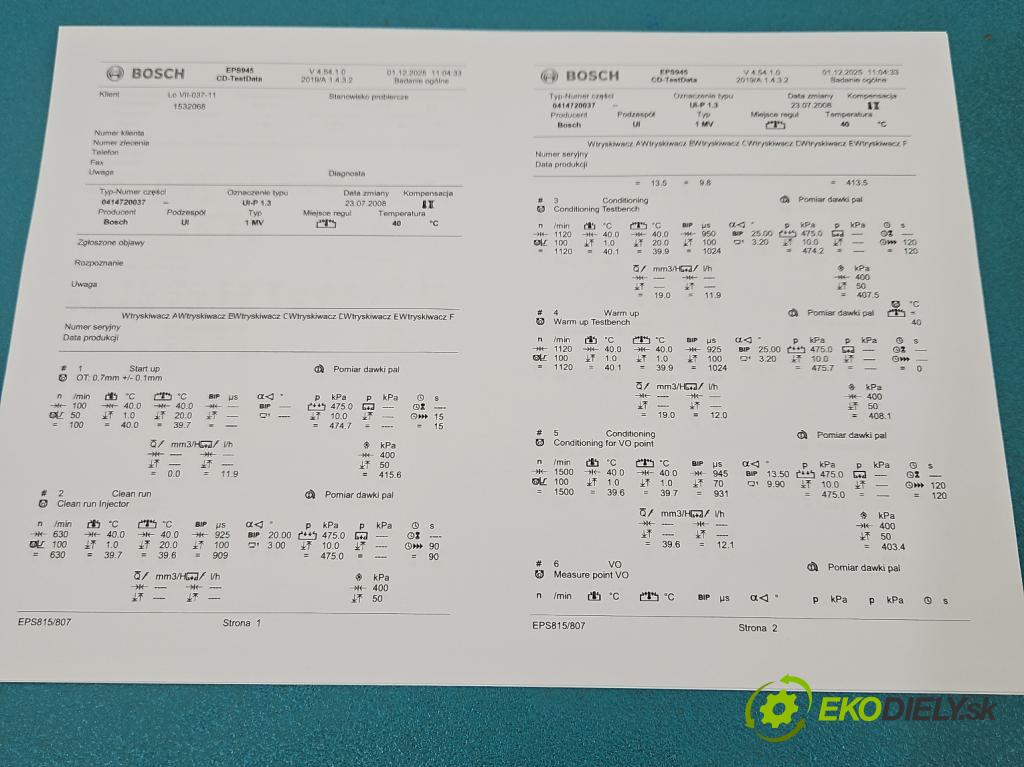 Vw Passat B5 1995-2005 1.9 tdi 101 HP manual 74 kW 1896 cm3 5- vstrekovacie čerpadlo 0414720037 (Vstrekovač paliva)