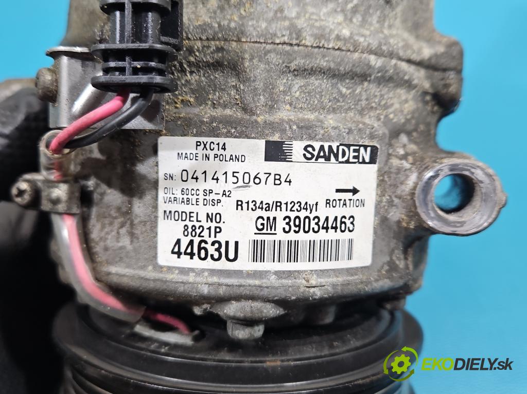 Opel Astra V  2015-2022 1.4 T 125 HP manual 92 kW 1399 cm3 5- Kompresor: klimatizácie 39034463 (Kompresor klimatizácie)