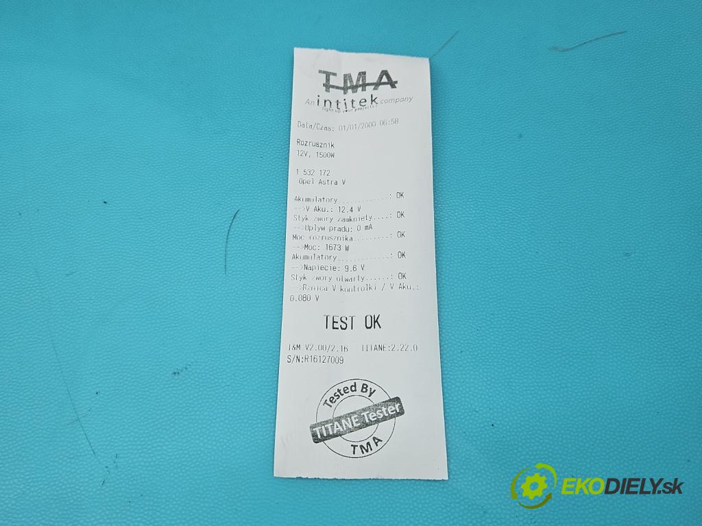 Opel Astra V  2015-2022 1.4 T 125 HP manual 92 kW 1399 cm3 5- štartér 12668168 (Štartér)