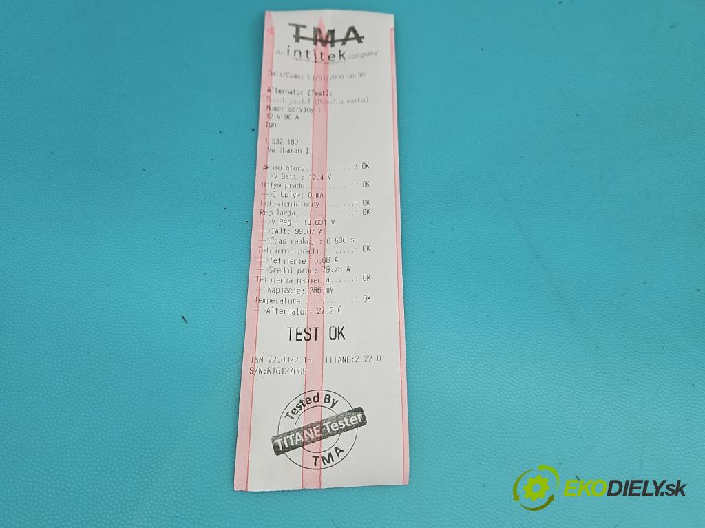 Vw Sharan I 1995-2010 1.9 tdi 116 HP manual 85 kW 1896 cm3 5- Alternator  (Alternátor)