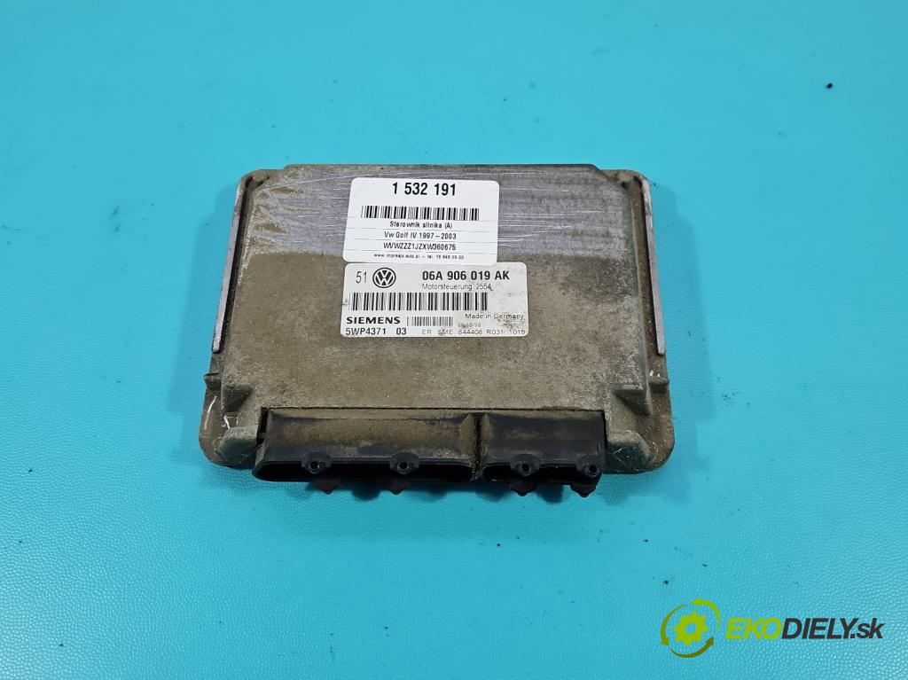 Vw Golf IV 1997-2003 1.6 sr 101 HP manual 74 kW 1595 cm3 5- riadiaca jednotka motora 06A906019AK