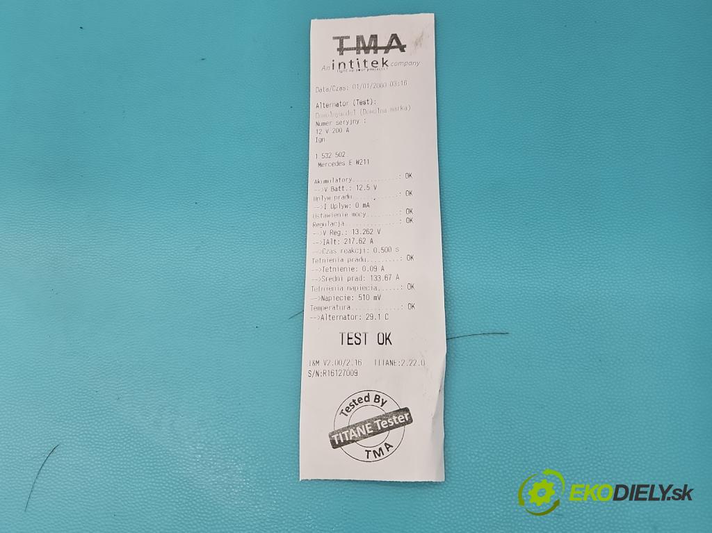 Mercedes E W211 2002-2009 3.2 cdi 204 HP automatic 150 kW 3222 cm3 5- Alternator  (Alternátor)