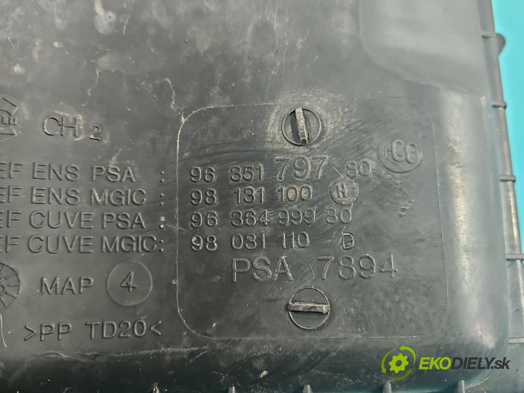 Peugeot 807 2002-2014 2.0 16V 140 HP manual 103 kW 1997 cm3 5- obal filtra vzduchu 9635179780 (Obal vzduchového filtra)