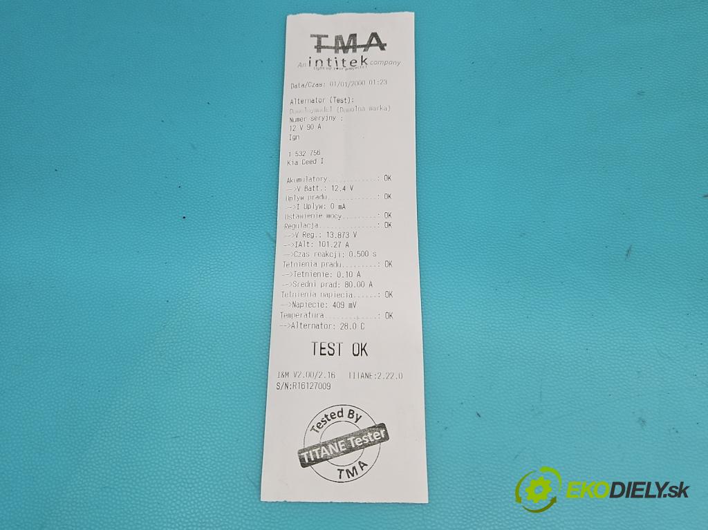Kia Ceed I 2006-2012 1.4 16v 109 HP manual 80 kW 1396 cm3 5- Alternator 37300-2B101 (Alternátor)