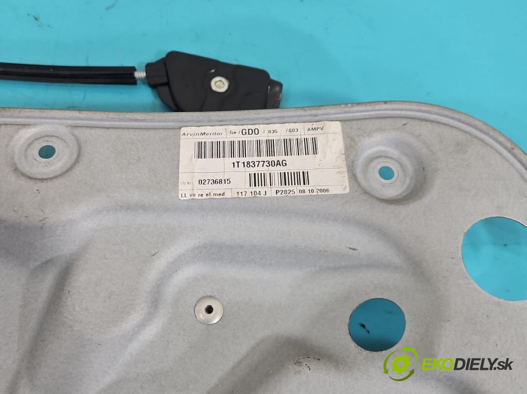 Vw Touran I 2003-2015 2.0 TDI 136 HP manual 100 kW 1968 cm3 5- mechanizmus okna predné pravý 1T1837730AG