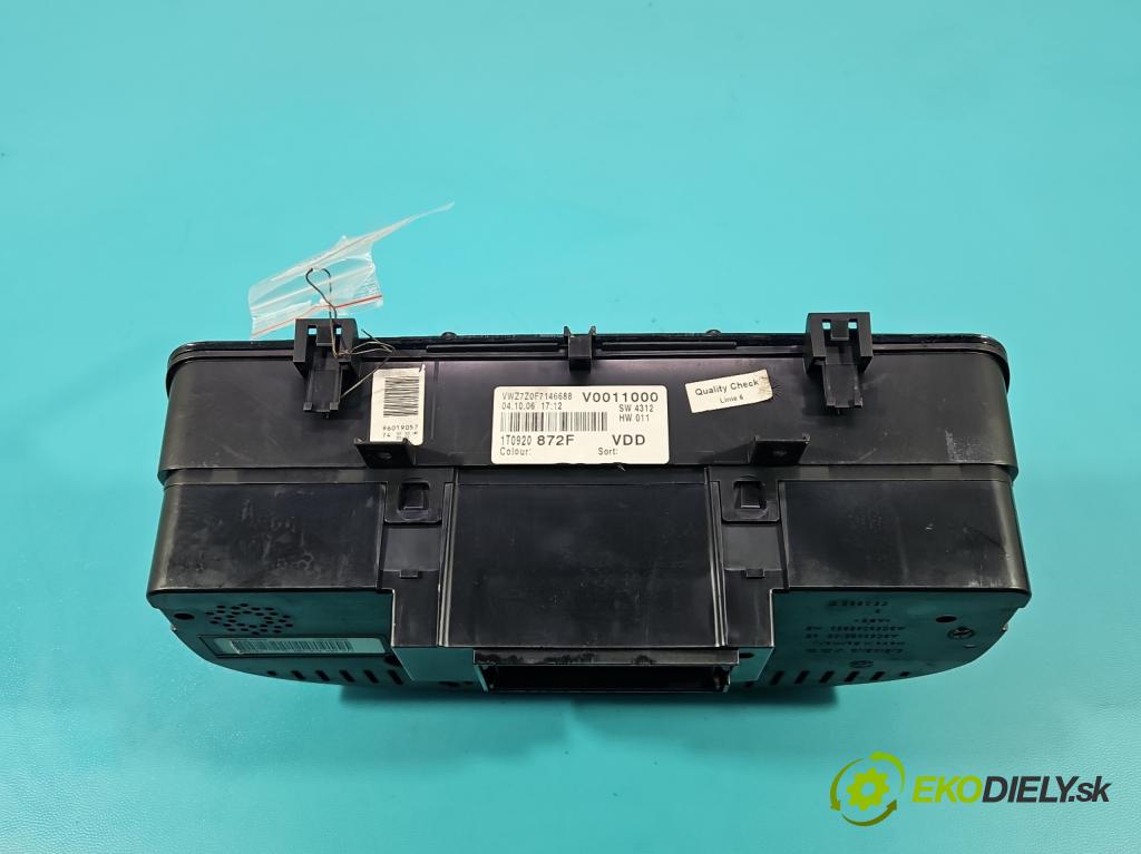Vw Touran I 2003-2015 2.0 TDI 136 HP manual 100 kW 1968 cm3 5- prístrojovka/ budíky 1T0920872F (Prístrojová doska)