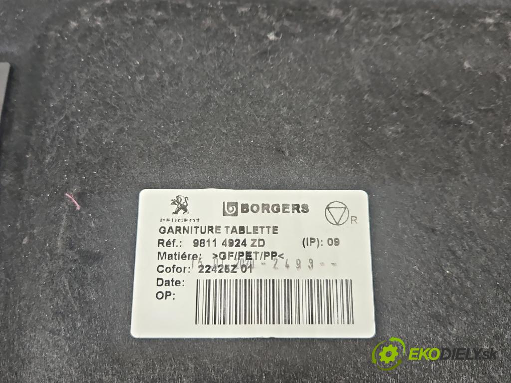 Peugeot 3008 II 2016-2023 1.6 T 300 hp automatic 221 kW 1598 cm3 5- pláto zadní 98114924ZD (Kryt zavazadlového prostoru)