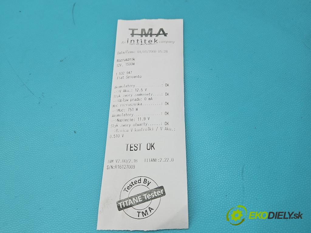 Fiat Seicento 1.1 54 HP manual 40 kW 1108 cm3 3- štartér  (Štartér)