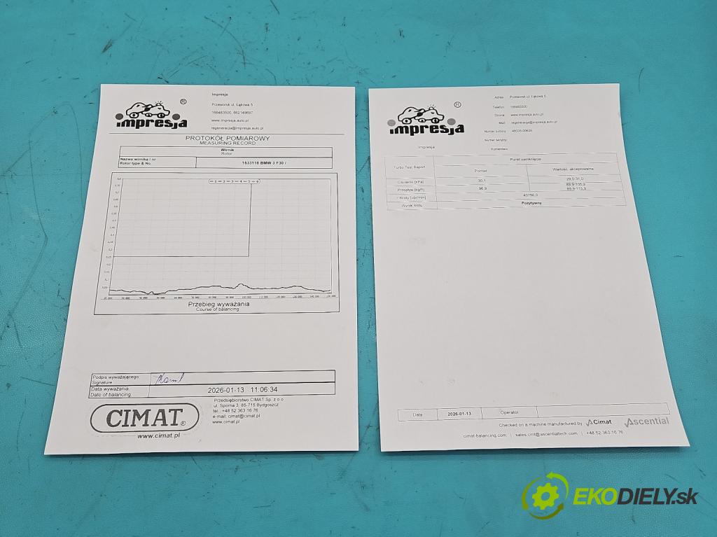 Bmw 3 F30 2011-2018 2.0d 184 hp manual 135 kW 1995 cm3 5- Turbodmychadlo repasováno 49335-00635