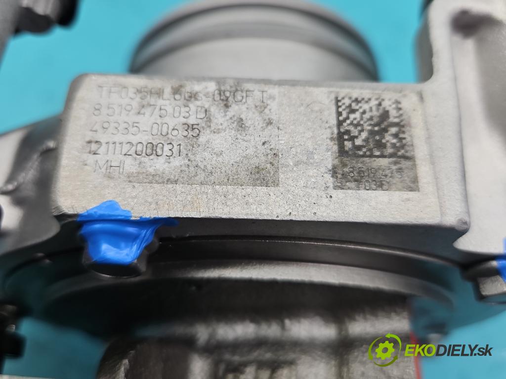 Bmw 3 F30 2011-2018 2.0d 184 hp manual 135 kW 1995 cm3 5- Turbodmychadlo repasováno 49335-00635