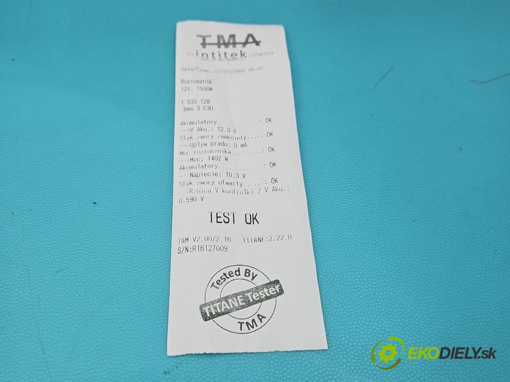 Bmw 3 F30 2011-2018 2.0d 184hp manual 135 kW 1995 cm3 5- štartér 0001172407 (Štartér)