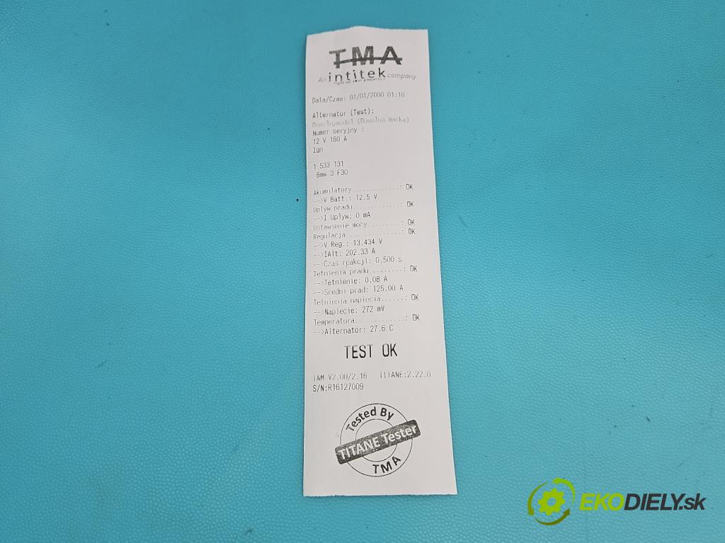 Bmw 3 F30 2011-2018 2.0d 184hp manual 135 kW 1995 cm3 5- Alternator 0986082850 (Alternátor)