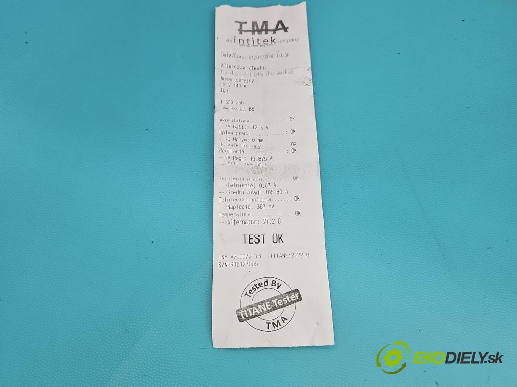 Vw Passat B6 2005-2010 2.0 tdi 140 HP manual 103 kW 1968 cm3 4- Alternator 06F903023F (Alternátor)