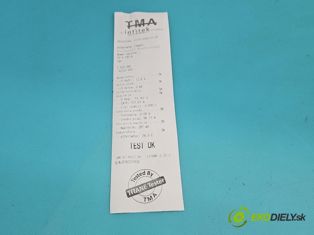 Volvo V50 2.4 20v 170 HP manual 125 kW 2435 cm3 5- Alternator 021080-0200 (Alternátor)