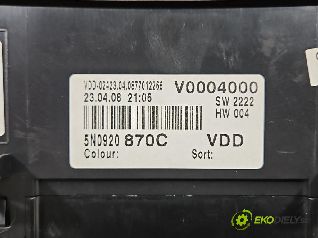 Vw Tiguan I 2007-2016 1.4 TSI 150 HP manual 110 kW 1399 cm3 5- prístrojovka/ budíky 5N0920870C (Prístrojová doska)