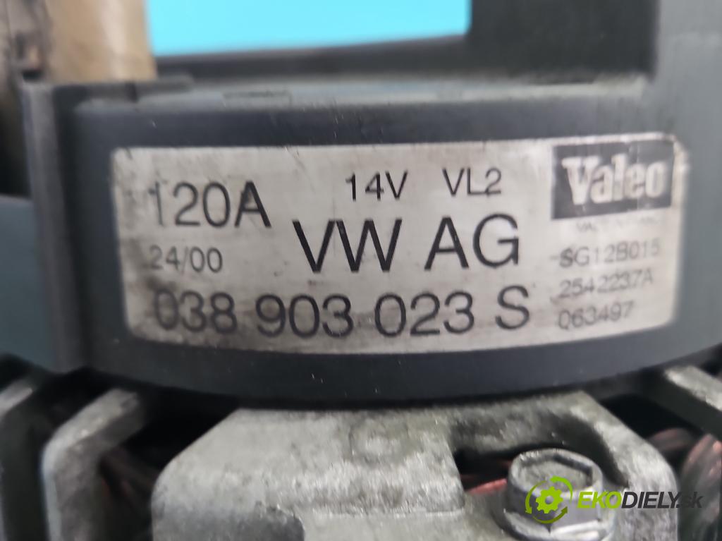 Audi A3 8L 1996-2003 1.9 TDI 110 HP manual 81 kW 1896 cm3 3- Alternator 038903023S (Alternátor)