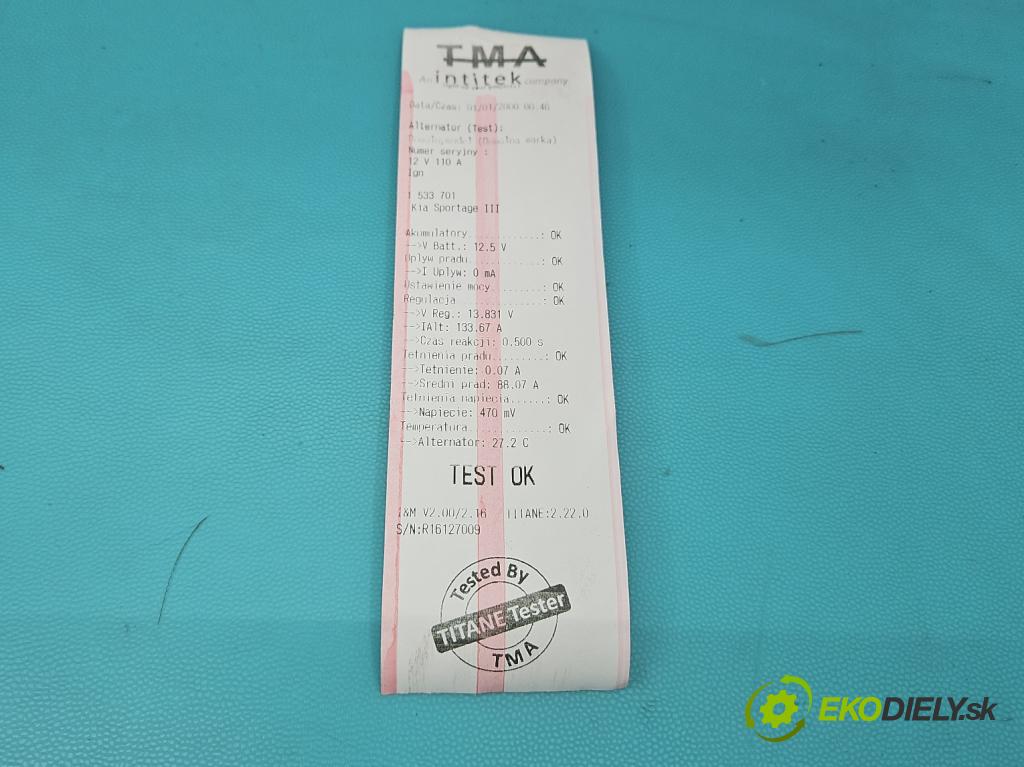 Kia Sportage III 2010-2015 1.6 GDI 135 HP manual 99 kW 1591 cm3 5- Alternator 37300-2B600 (Alternátor)