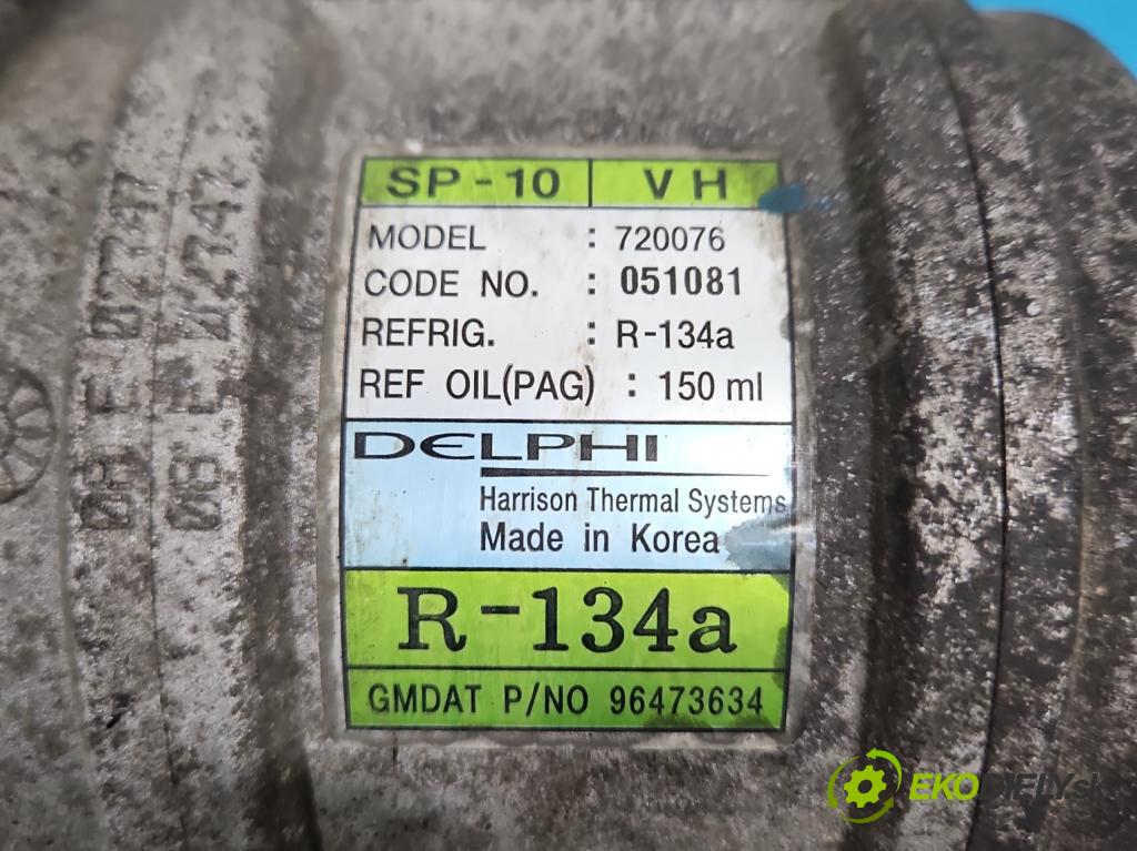 Chevrolet Aveo T250 2006-2011 1.2b 72 HP manual 53 kW 1150 cm3 4- Kompresor: klimatizácie 96473634 (Kompresor klimatizácie)