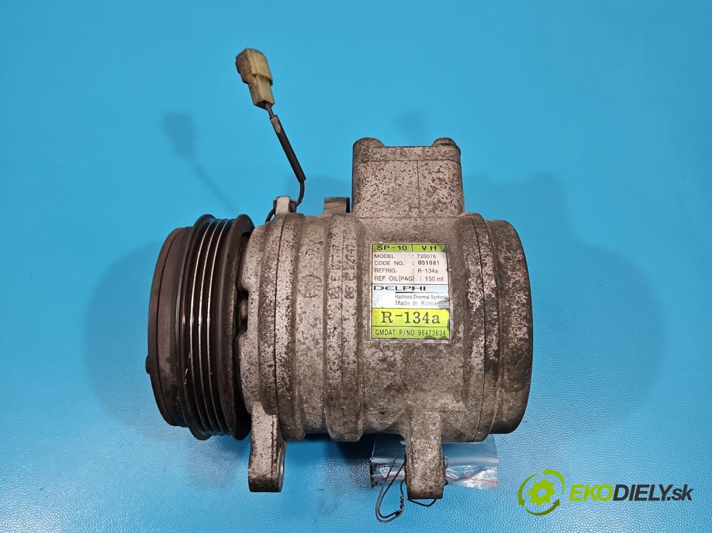 Chevrolet Aveo T250 2006-2011 1.2b 72 HP manual 53 kW 1150 cm3 4- Kompresor: klimatizácie 96473634 (Kompresor klimatizácie)