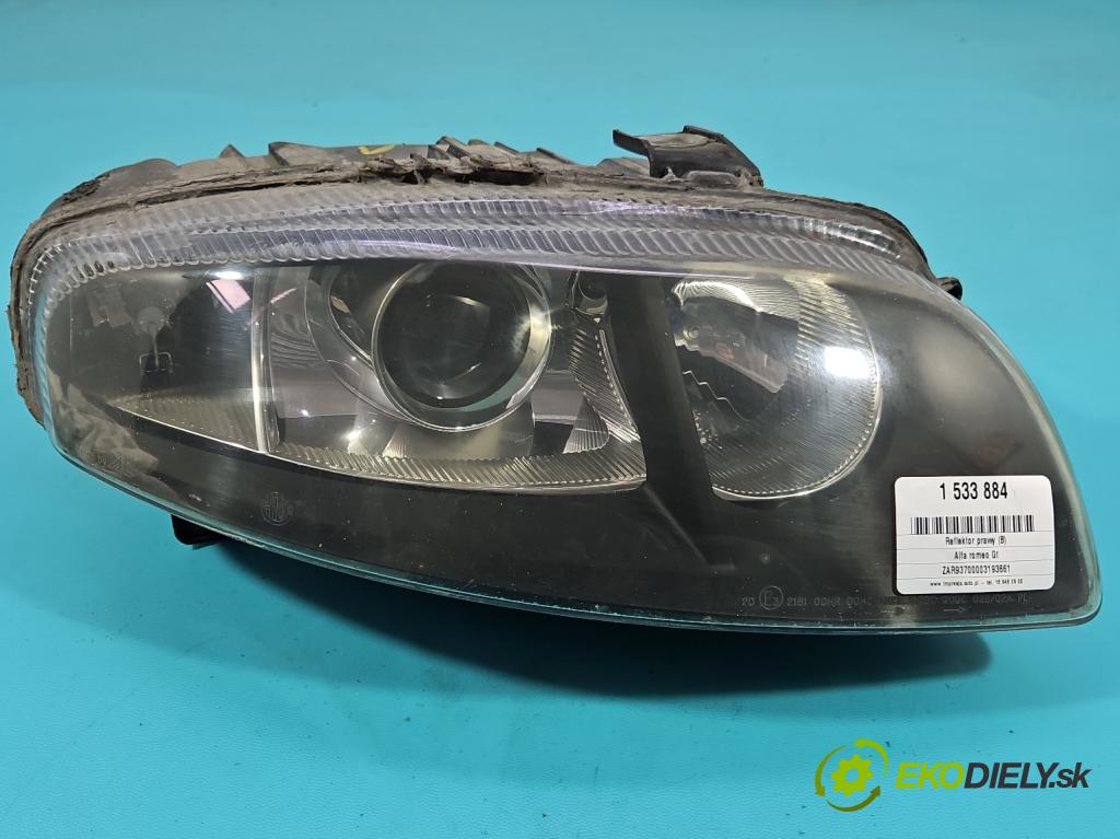 Alfa romeo Gt 2.0 16V 166 HP manual 122 kW 1970 cm3 3- Reflektor: pravý 60681585 (Svetlo predné pravé)