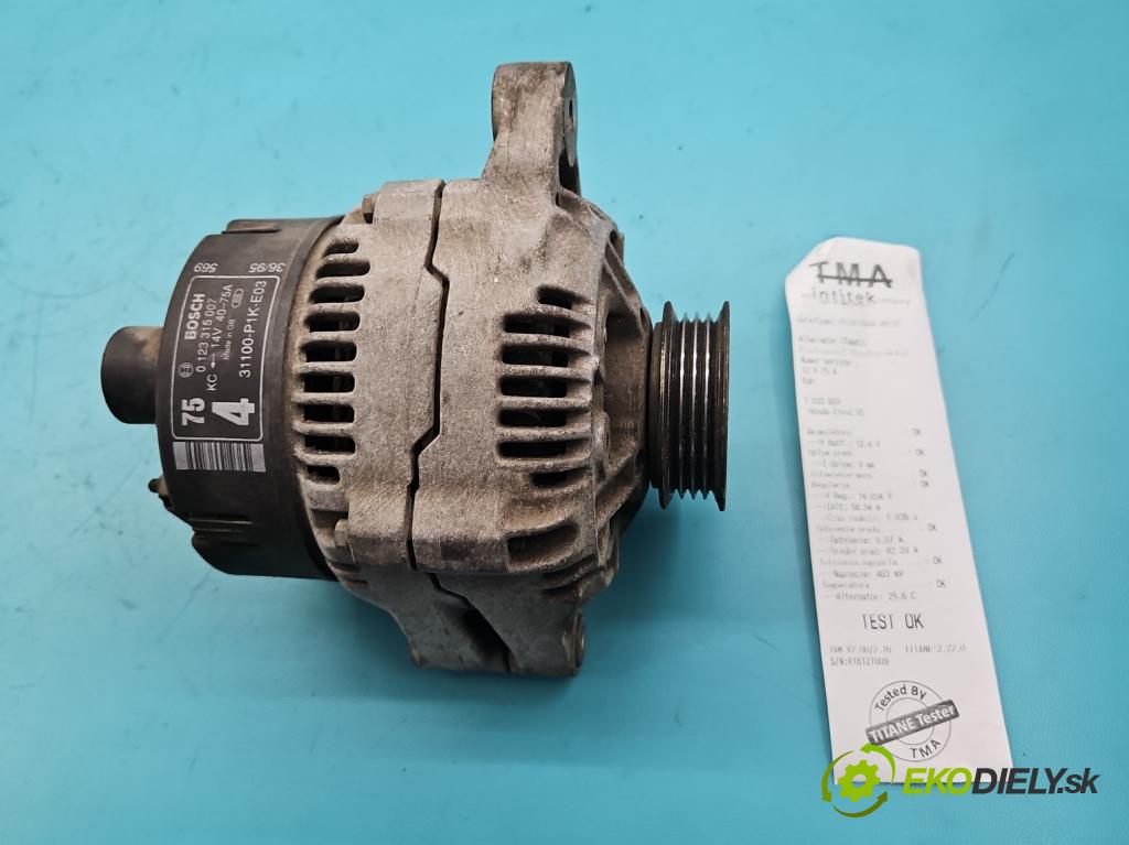 Honda Civic VI 1995-2001 1.4 16V 90 HP automatic 66 kW 1396 cm3 5- Alternator 0123315007 (Alternátor)