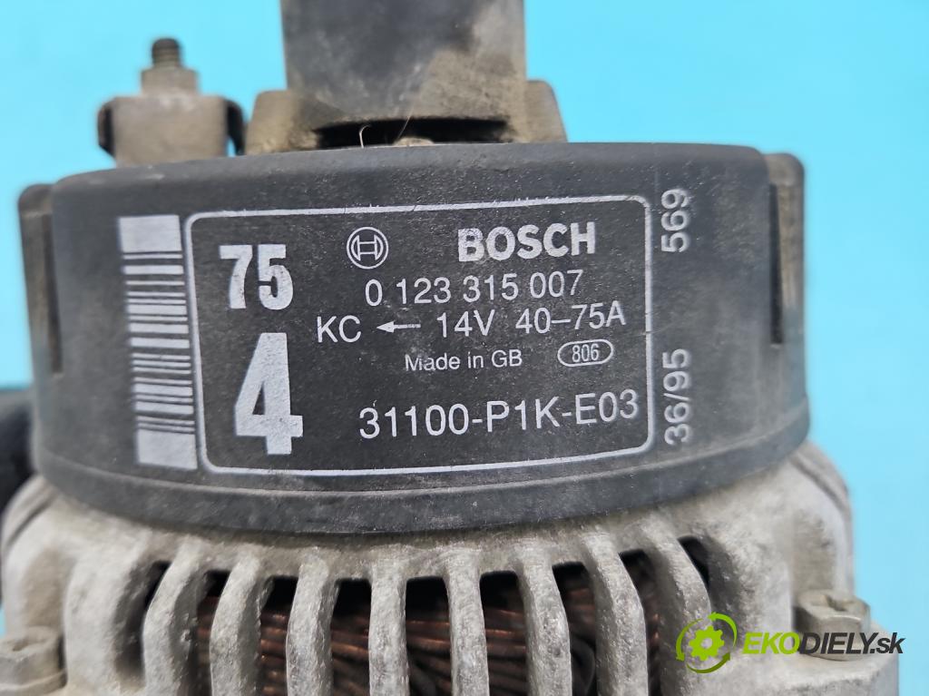 Honda Civic VI 1995-2001 1.4 16V 90 HP automatic 66 kW 1396 cm3 5- Alternator 0123315007 (Alternátor)